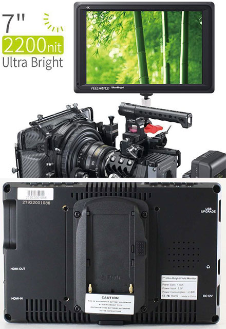 Feelworld FW279 7" 4K HDMI DSLR Field Camera Monitor (2200nits, sonnenlichtlesbar)