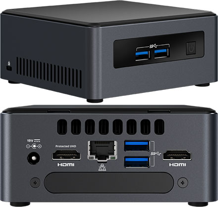 Intel NUC7I3DNHNC (Intel Core i3-7100U 2x 2.40GHz, 2x HDMI, <b>4GB RAM, 1TB 2,5" SATA HDD, Win10 Pro)